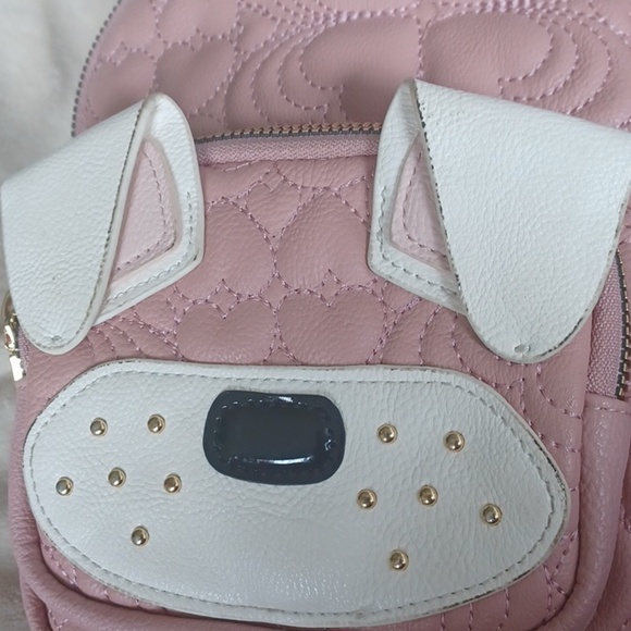 Betsey Johnson Dog Mini Backback Heart Quilted Pink Bag! Dusty Rose, EUC main image 5